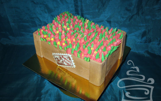 Торт "Ящик с тюльпанами"