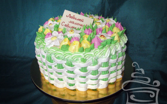 Торт "Нарциссы и тюльпаны"